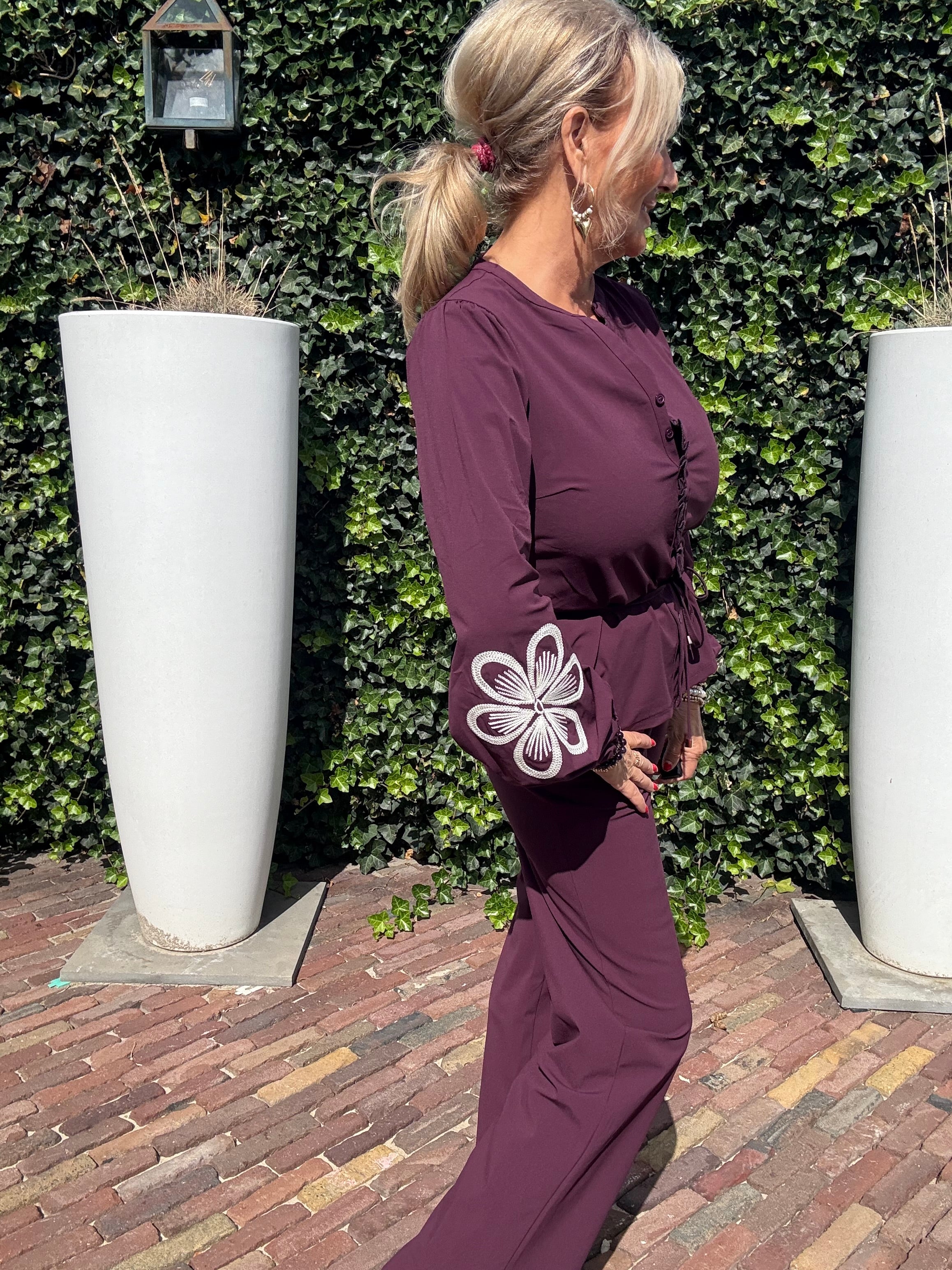 Triple Nine Blouse BLS5923 Broderie/Cord Deep purple